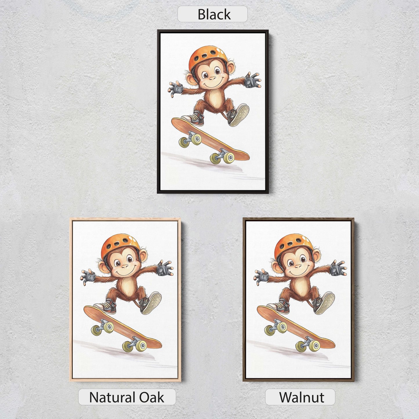Monkey Skateboard, Kids Room, Boys Room, Girls Room, Play Room