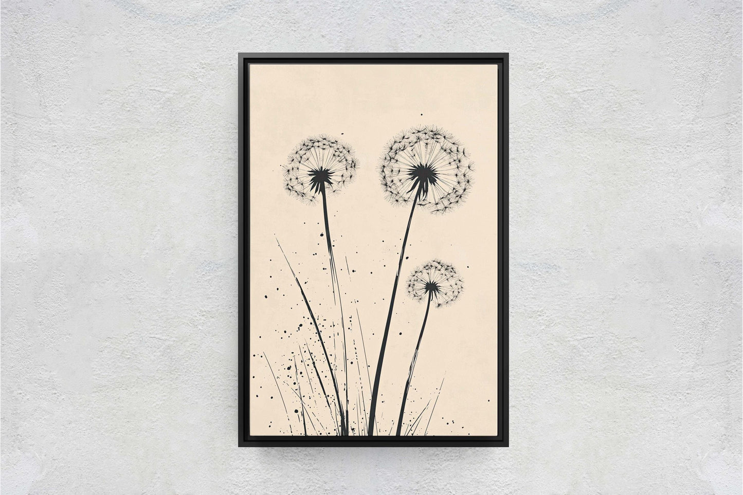 Minimalist Dandelion, Dandelion Print, Black and White, Cream, Neutral Colors