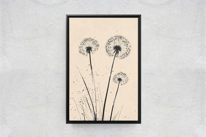 Minimalist Dandelion, Dandelion Print, Black and White, Cream, Neutral Colors