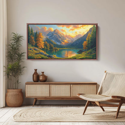 Fall Mountains, Mountain Lake, Nature Painting, Canvas print