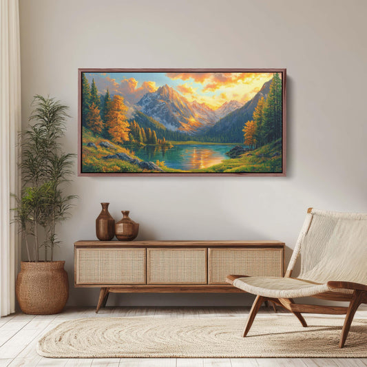 Fall Mountains, Mountain Lake, Nature Painting, Canvas print