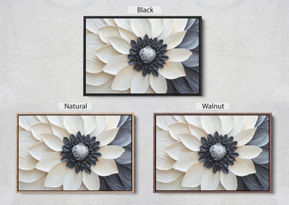 Flower Painting, Black White Floral, Contemporary Art