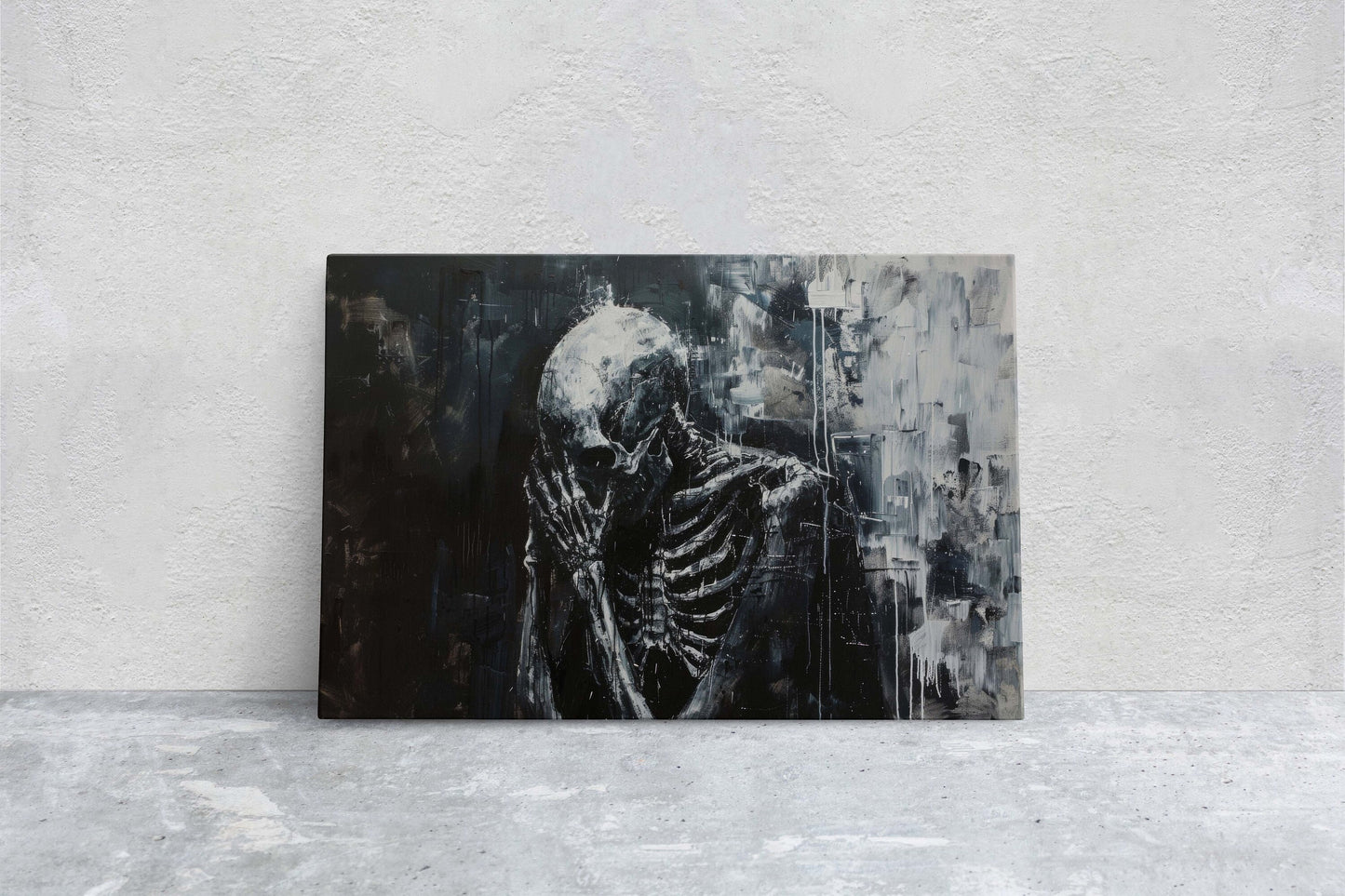 Mourning Death, Skeleton Print, Creepy Decor, Halloween Art, Victorian Art