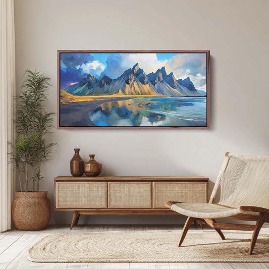 Vestrahorn Painting, Iceland Art, Nature Painting, Mountain Art
