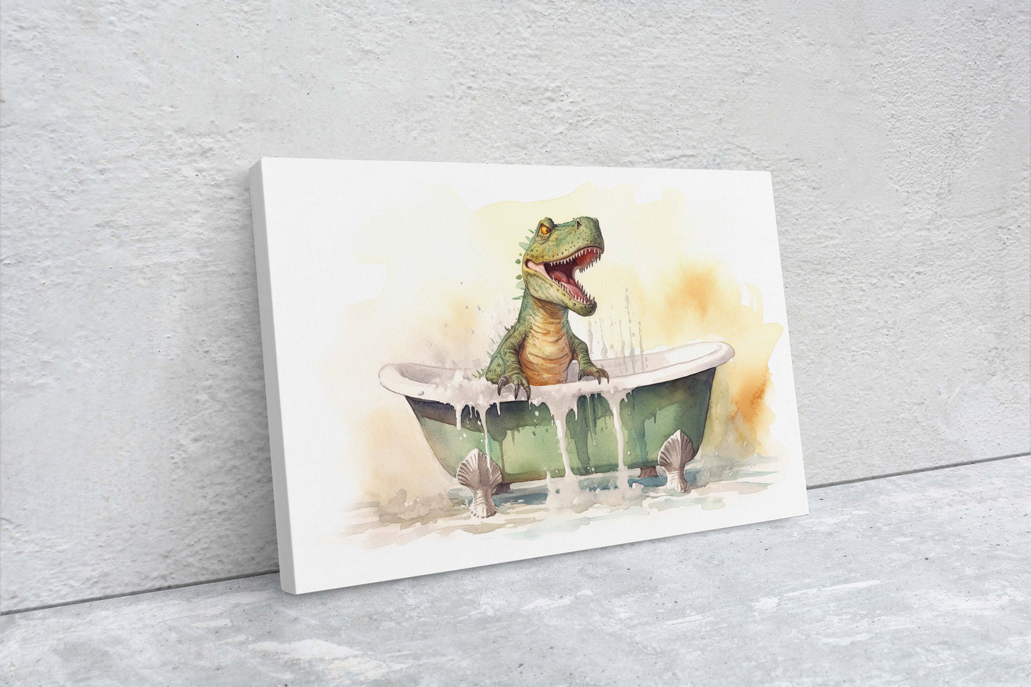 T-Rex Bathtub, Tyrannosaurus rex, Kids Bathroom, Bath time decor, Powder room, Dino Lover, Dinosaur Print, Toddler Art, Fun art