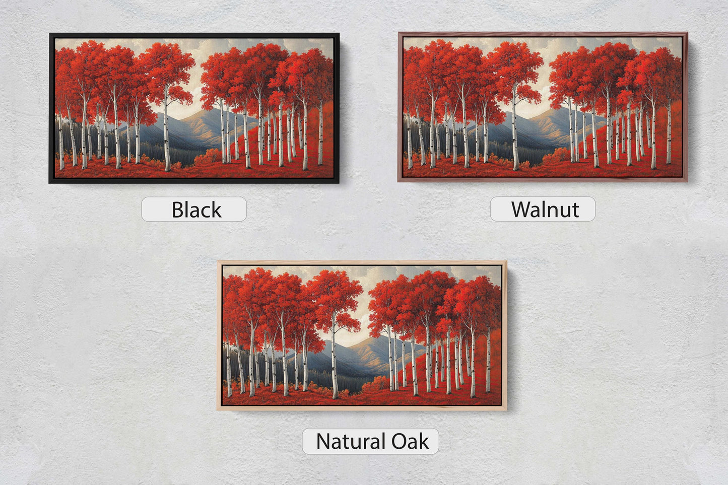Red Aspen Tree Art, Fall Tree Painting, Mountain Aspens, Autumn Colors