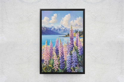 Lake Tekapo Painting, New Zealand Art, Landscape Painting, Wildflower Lake