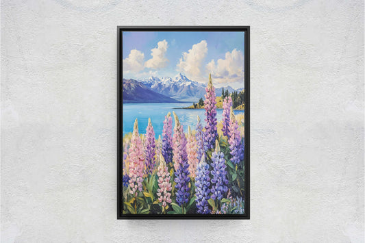 Lake Tekapo Painting, New Zealand Art, Landscape Painting, Wildflower Lake
