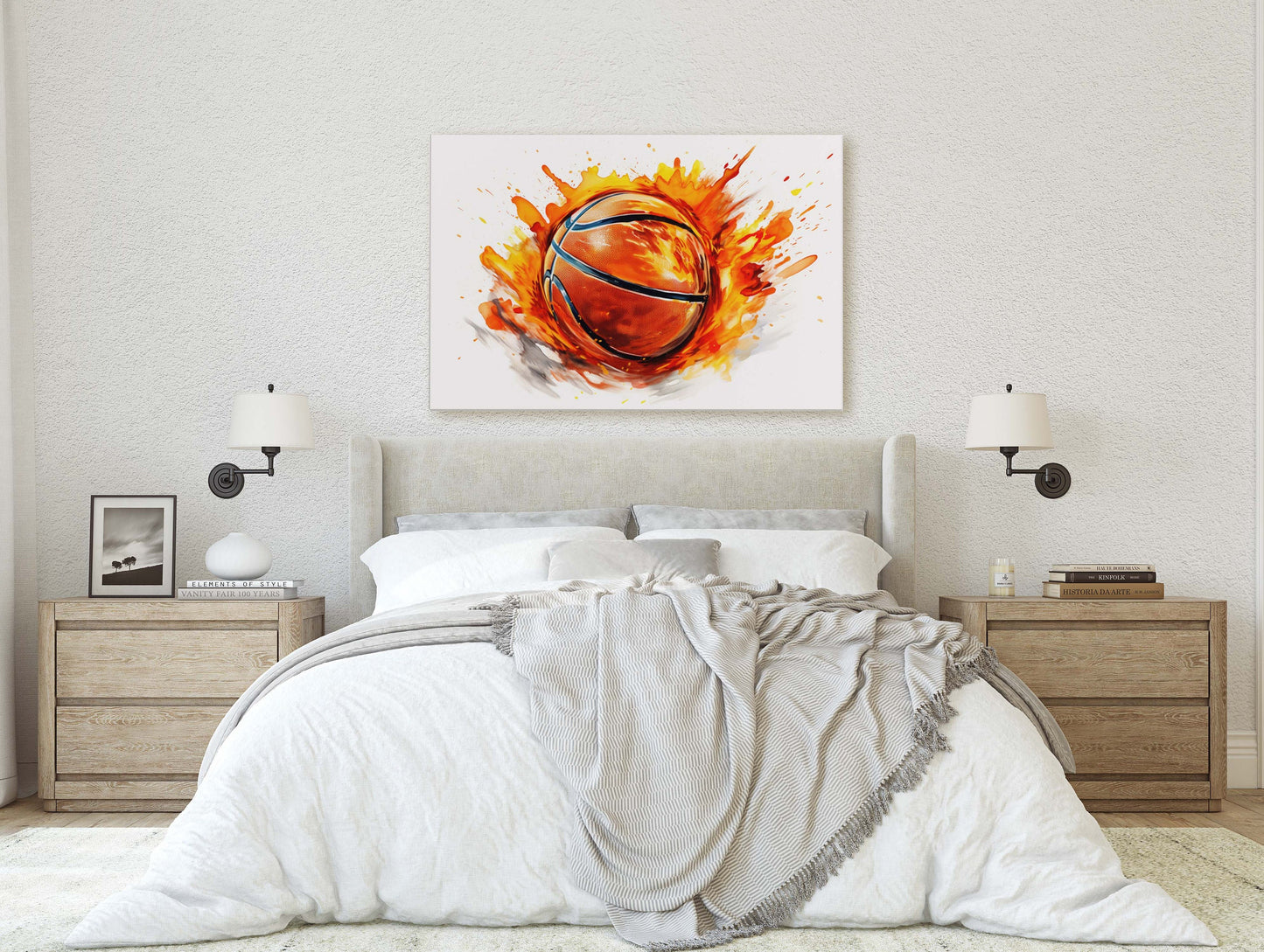 Basketball Painting, Sports Decor, Athlete Art, Framed Canvas, Large print, Kids Room, Boys Room, Gift For Him, Husband Gift, Dad Gift