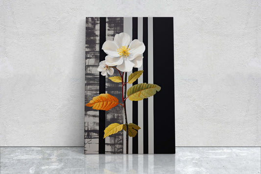 Flower Painting, Black and White, Contemporary Art, Modern Picture, Framed Canvas, Large Art Print, Farmhouse, Barn Decor