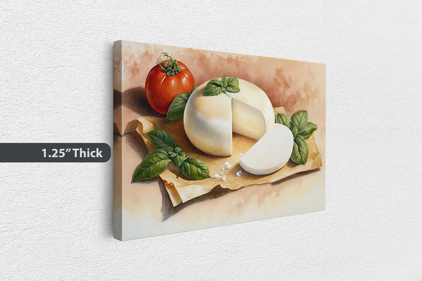 Mozzarella Cheese, Ready To Hang, Large Print, Watercolor Painting, Dining Room, Kitchen Art, Restaurant Art, Italian Food
