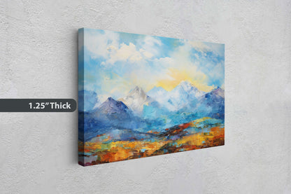Abstract Mountains, Impressionist Art, Mountain Landscape, Scenic Decor, Painting Print, Framed Canvas, Large Art Print