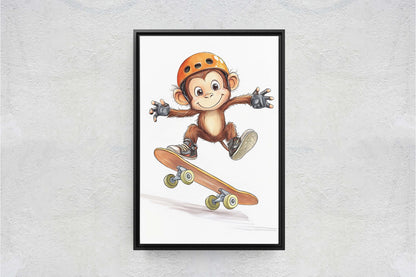 Monkey Skateboard, Kids Room, Boys Room, Girls Room, Play Room