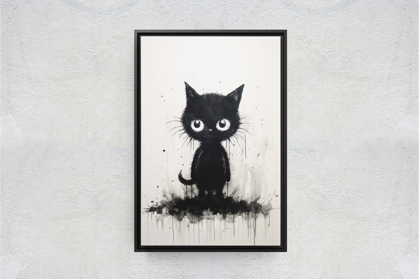 Black Cat Art, Black and White Cat, Cat Ink, Kitten Print, Graffiti, Street Art, Modern, Contemporary, Cute Kitten