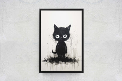 Black Cat Art, Black and White Cat, Cat Ink, Kitten Print, Graffiti, Street Art, Modern, Contemporary, Cute Kitten