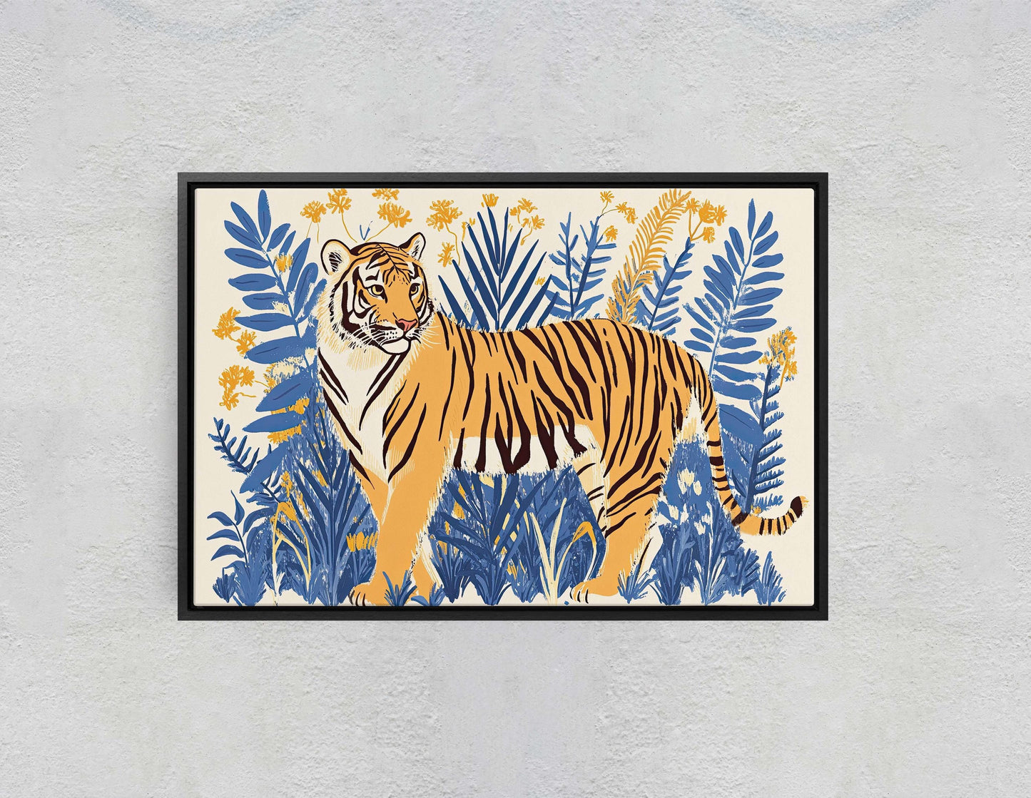 Jungle Tiger, Minimalist Tiger Print, Botanical Animal