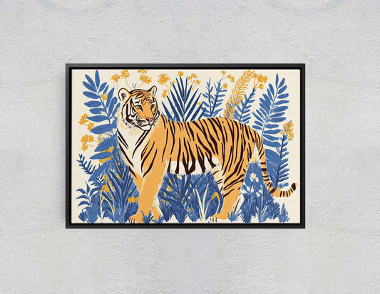 Jungle Tiger, Minimalist Tiger Print, Botanical Animal