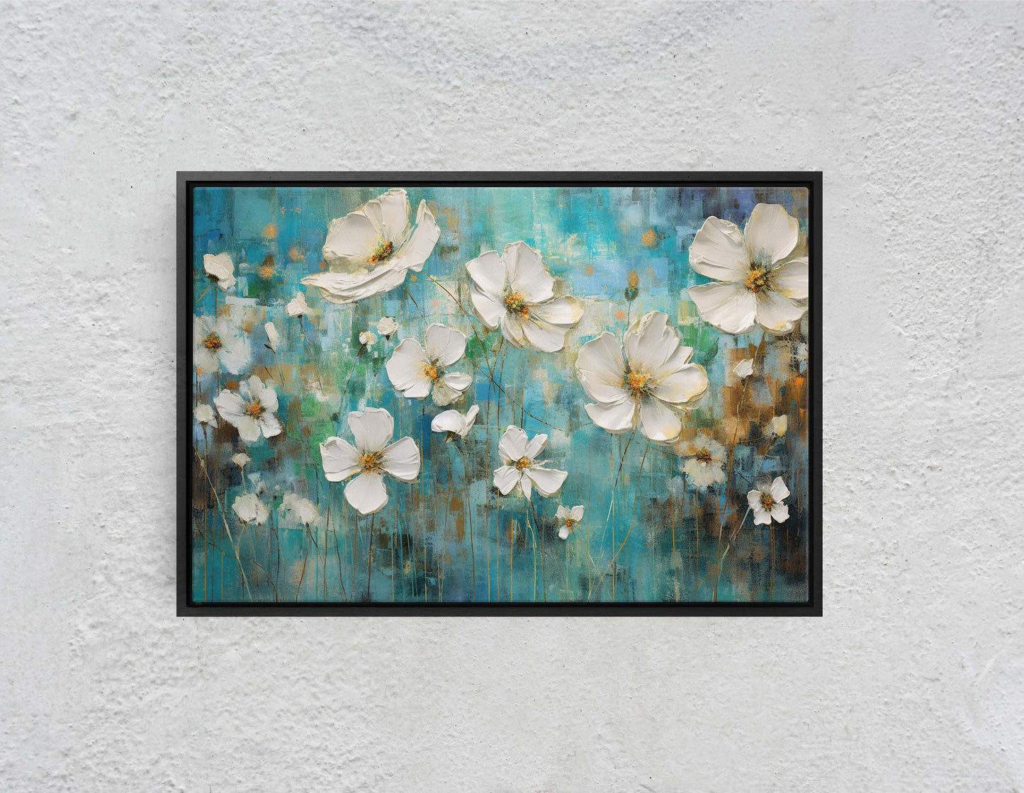 White Poppies on Canvas, Wildflower Print, Subtle Decor, Flower Art, Painting Print, Abstract Flowers, Impressionist Art, Large Print
