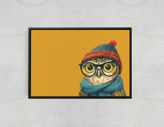 Hipster Owl, Pop Art, Street Art, Graffiti Painting, Animal Sunglasses, Orange Blue, Fun Quirky, Large Art Print, Kids Room