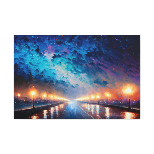 City Starry Night Canvas Art Ready To Hang