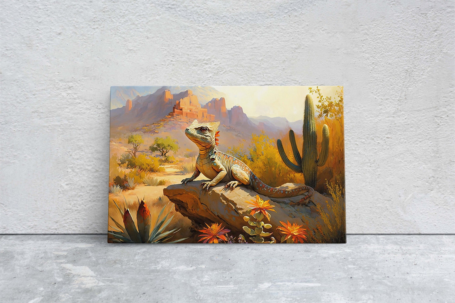 Lizard Desert, Iguana Decor, Reptile Print, Desert Decor, Southwestern Art, Desert Landscape, Ready to Hang