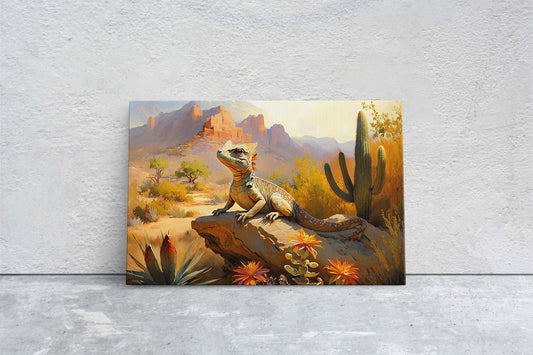 Lizard Desert, Iguana Decor, Reptile Print, Desert Decor, Southwestern Art, Desert Landscape, Ready to Hang