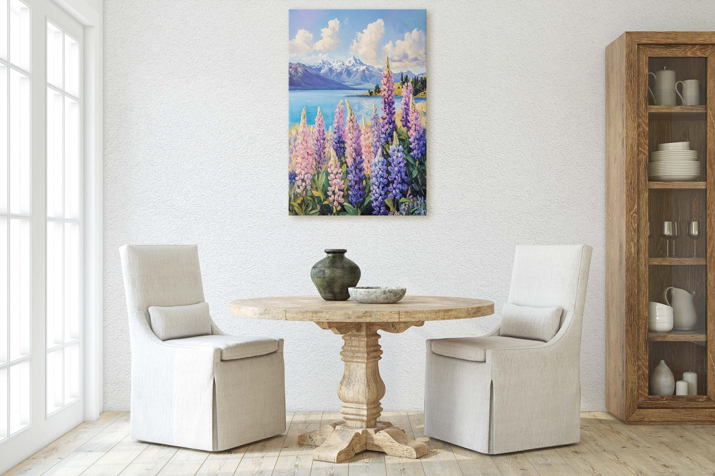 Lake Tekapo Painting, New Zealand Art, Landscape Painting, Wildflower Lake