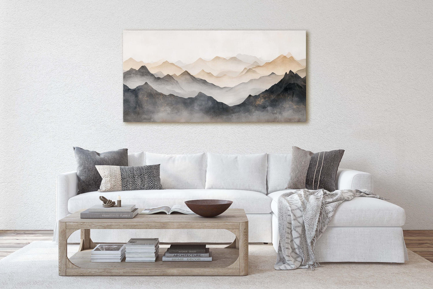 Misty Mountains, Foggy Landscape, Abstract Mountains, Contemporary Art