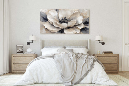 Black White Flower, Neutral Tones, Flower Painting
