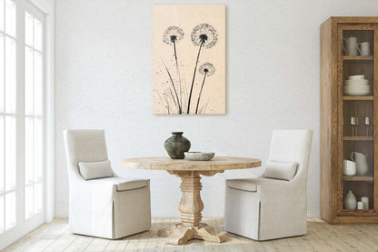 Minimalist Dandelion, Dandelion Print, Black and White, Cream, Neutral Colors
