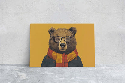 Hipster Bear, Pop Art, Street Art, Graffiti Painting, Animal Sunglasses, Orange Blue, Fun Quirky, Large Art Print, Kids Room, Boys Room