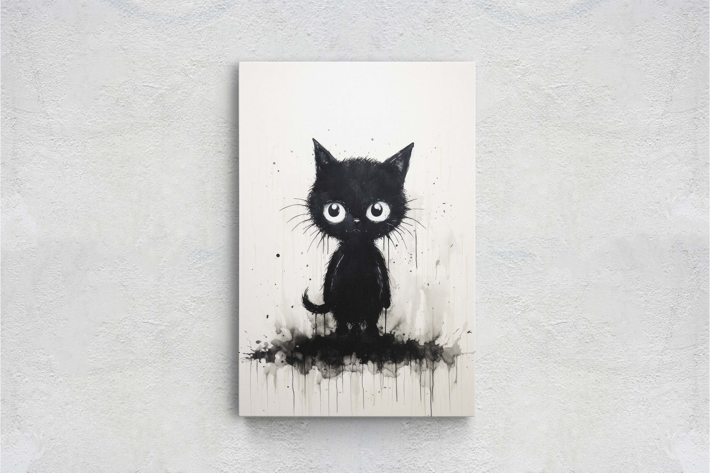 Black Cat Art, Black and White Cat, Cat Ink, Kitten Print, Graffiti, Street Art, Modern, Contemporary, Cute Kitten