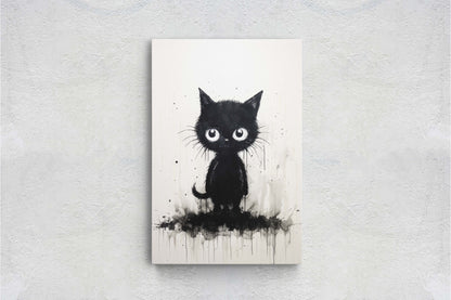 Black Cat Art, Black and White Cat, Cat Ink, Kitten Print, Graffiti, Street Art, Modern, Contemporary, Cute Kitten