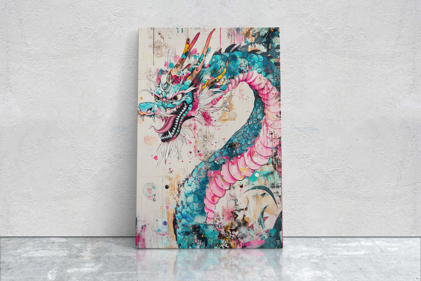 Japanese Dragon, ukiyo-e Print, Japanese Art, Vintage Retro