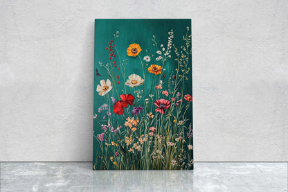 Spring Wildflowers, Green Decor, Flower print