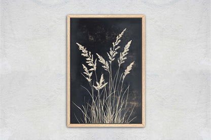 Wildgrass Painting, Silhouette Art, Black and White, Tall Grass