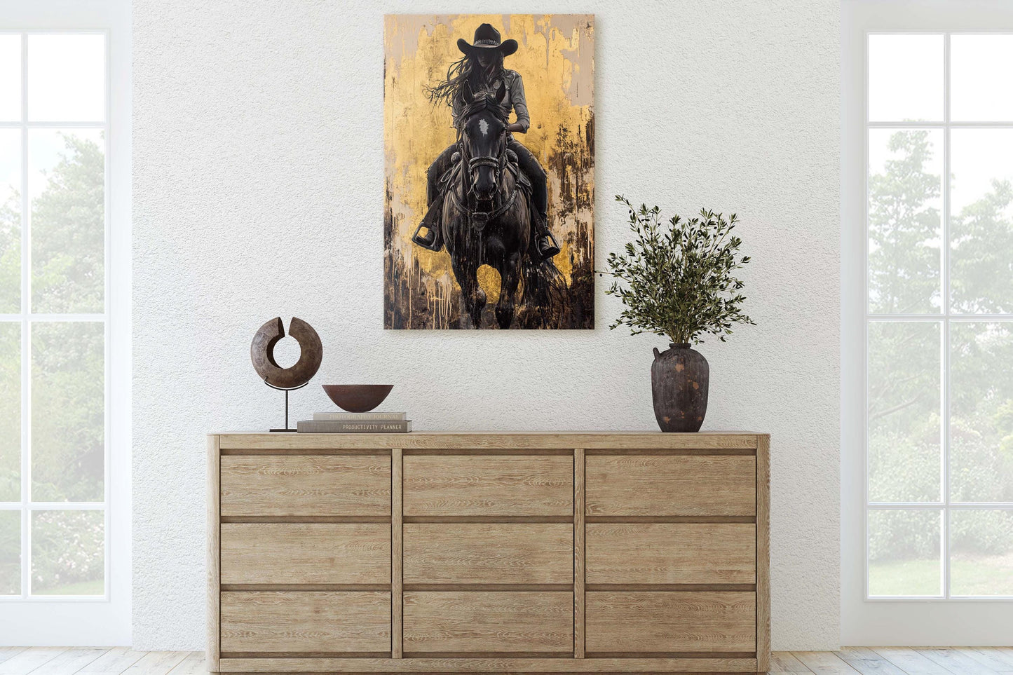 Cowgirl Painting, Woman Riding Horse, Western Art, Rodeo Decor