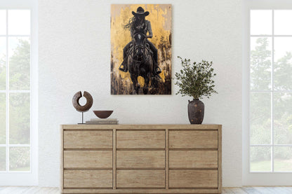 Cowgirl Painting, Woman Riding Horse, Western Art, Rodeo Decor