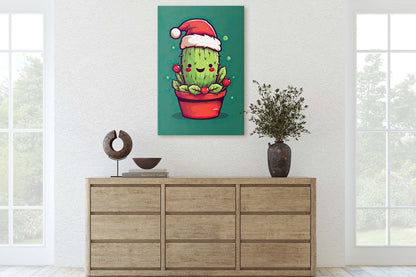 Christmas Cactus, Cute Cactus, Cute Christmas Decor, Illustration, Southwester, Chibi Style, Cartoon Cactus