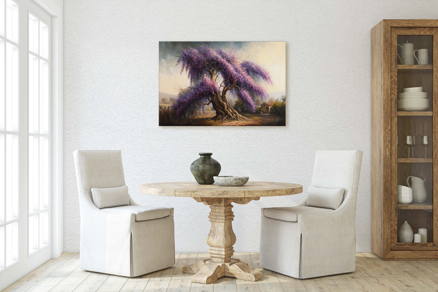 Wisteria Landscape, Purple Tree, Canvas Art print, Large Art, Ready to Hand, Landscape Painting, Lilac Painting, Japanese Wisteria, Chinese