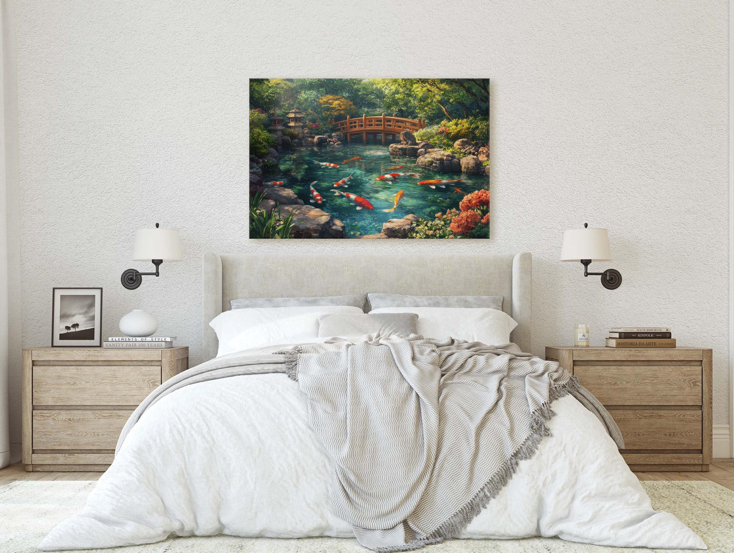 Koi Pond, Serene Koi, Japanese Art, Asia Decor