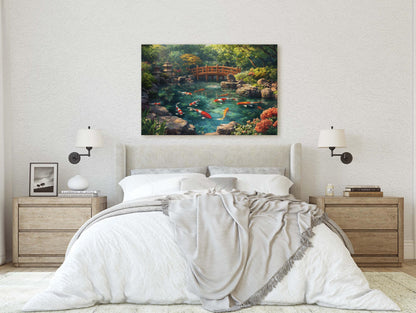 Koi Pond, Serene Koi, Japanese Art, Asia Decor