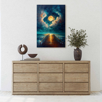 Moonlit Pier Stretched Canvas Ready to Hang