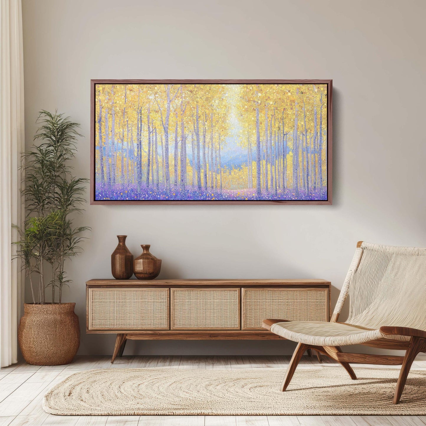 Pointillism Fall Canvas, Aspens In Fall, Autumn Forest