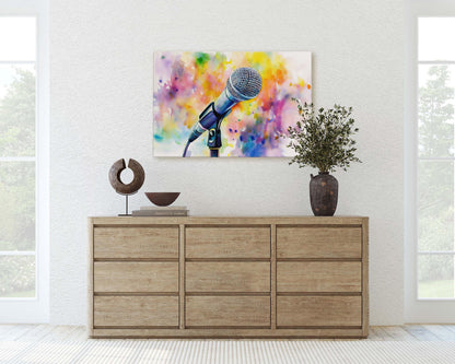 Microphone Art, Watercolor Mic, Gift for Singer