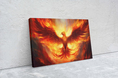 Phoenix Fire Bird, Flaming Bird, Mythology Animal, Mythological, Large Canvas Print, Ready to Hang, Fantasy Creature, Game Room, Man Cave