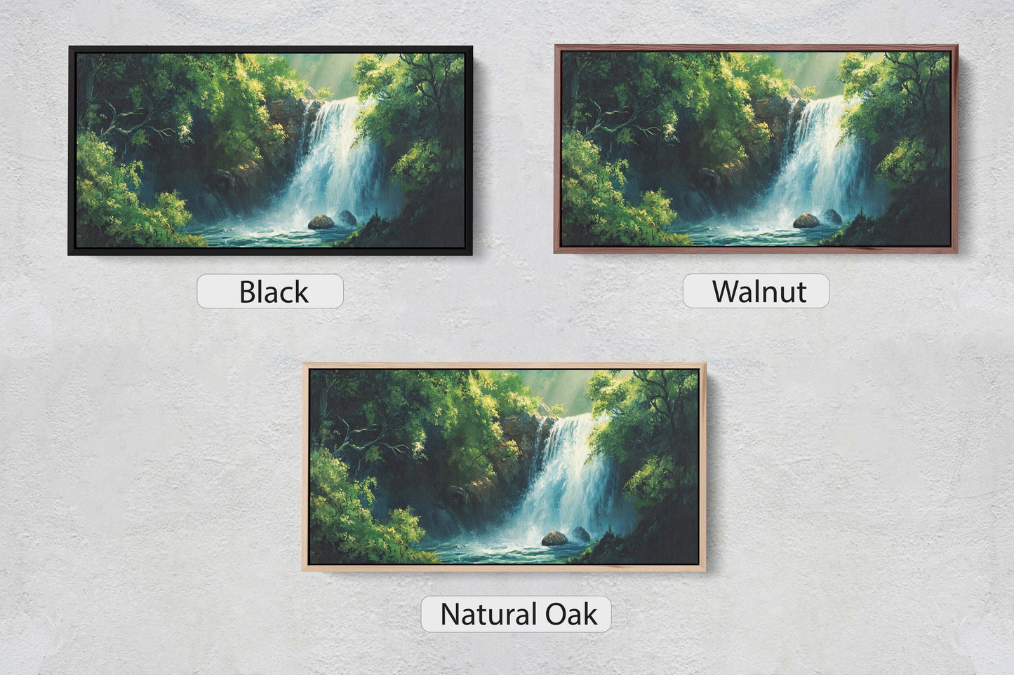 Waterfall Painting, Forest Waterfall, Nature Painting