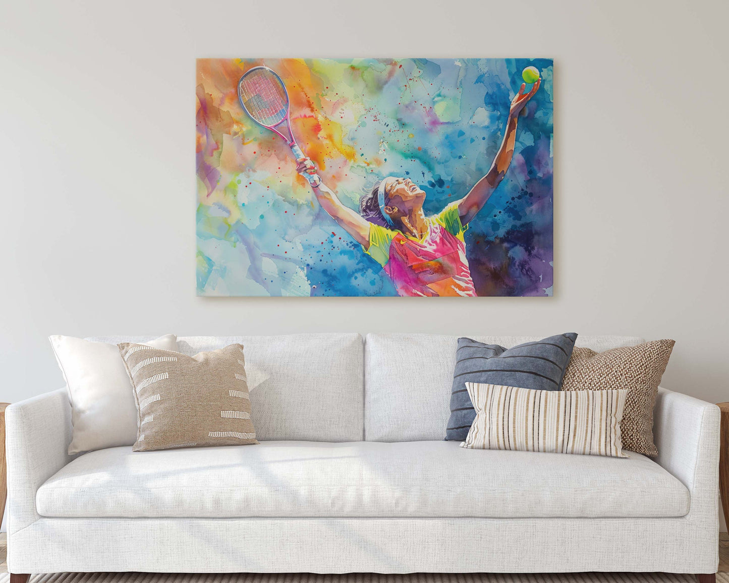Women's Tennis, Girls Tennis, Colorful sports, Woman Sports, Large Art Print, Framed Canvas, Girls Room, Kids room, Athlete