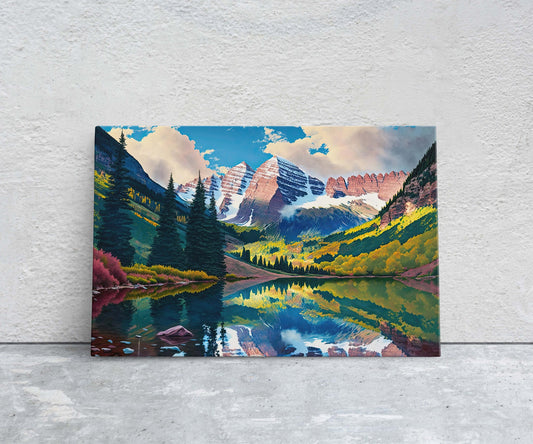 Aspen Colorado, Mountains Canvas Art Ready To Hang Large Print, Oil Painting, Landscape