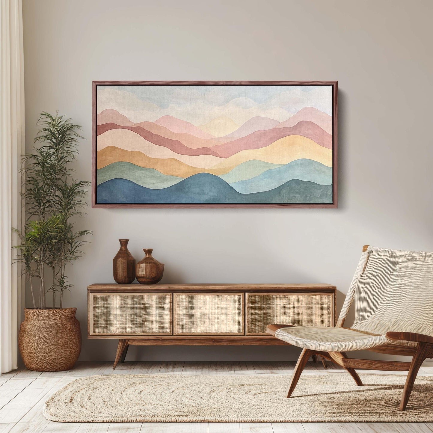 Scandinavian Print, Mystic Mountains, Abstract Minimalism, Scenic Landscape